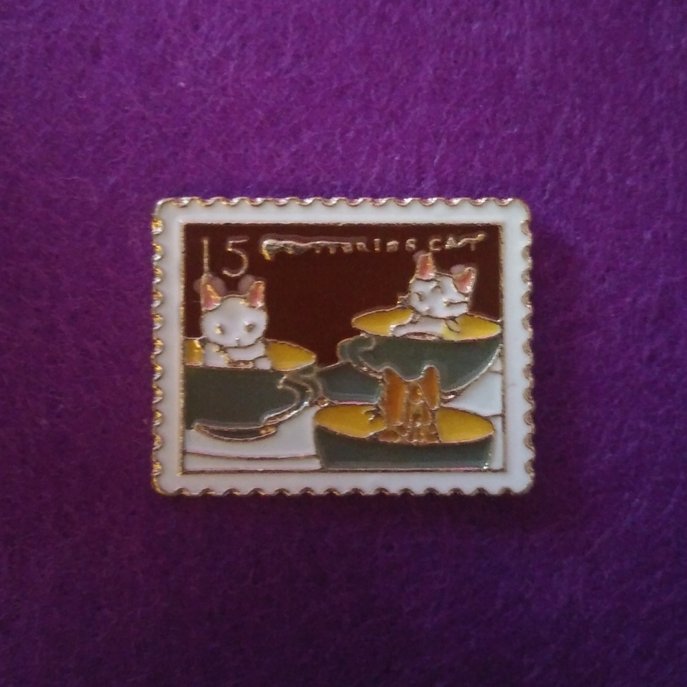 Cat in Cups Stamp Pin 🐈🍵